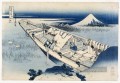 Blick auf Fuji von einem Boot in ushibori 1837 Katsushika Hokusai Ukiyoe
